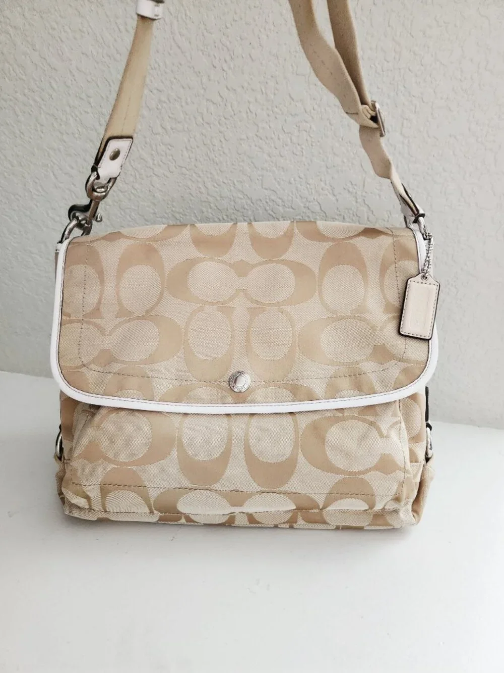 Coach Kyra Signature Khaki Shoulder Bag Purse